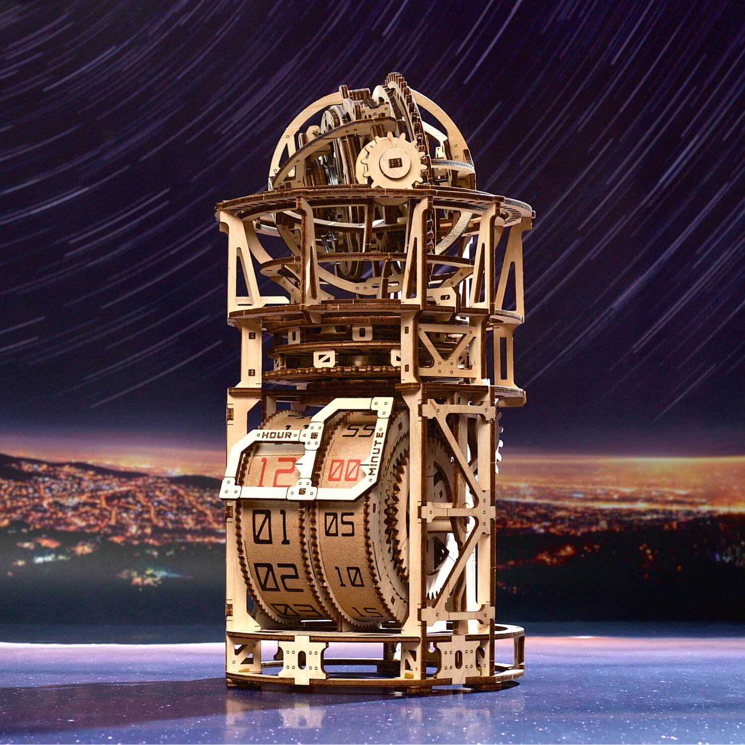 Tourbilllon Tafelklok Stargazer Mechanisch Houten Puzzel Ugears--