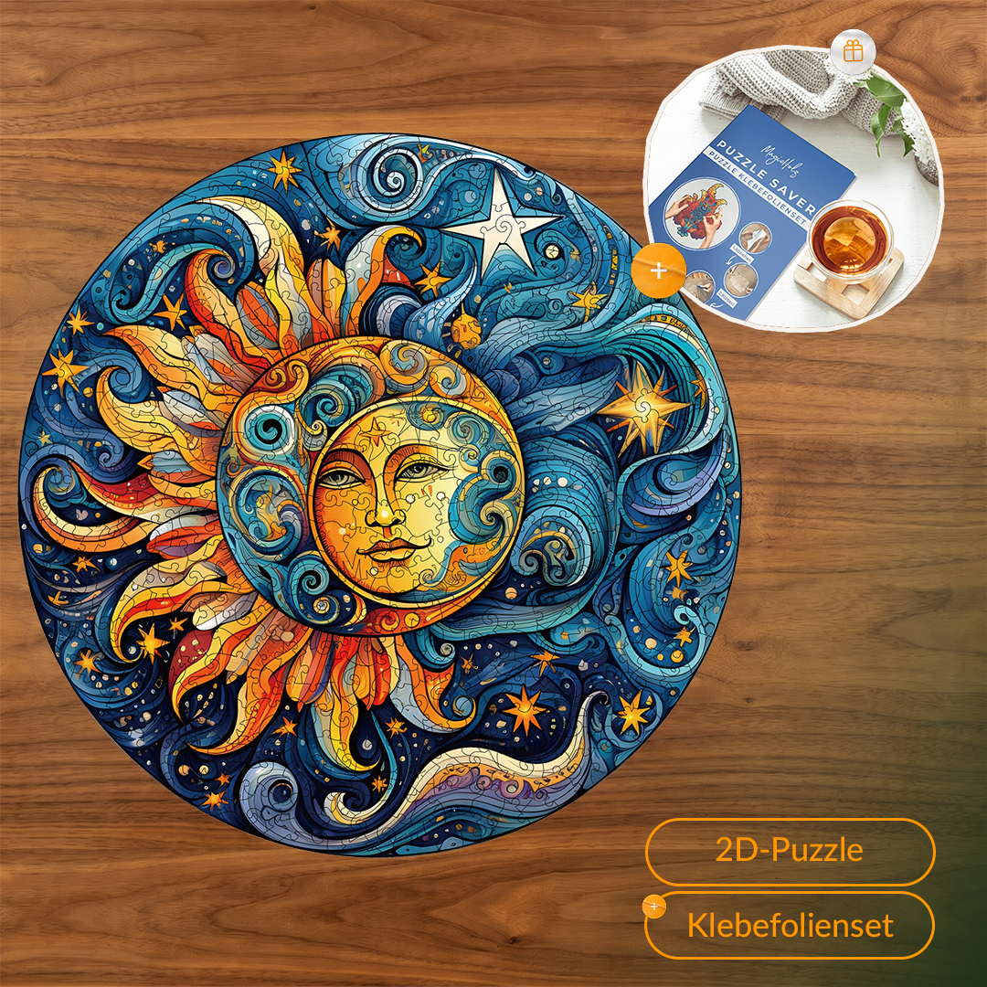 Harmonie Soleil & Lune — Puzzle mandala pour la fête des mères, puzzle en bois (2D) MagicHolz