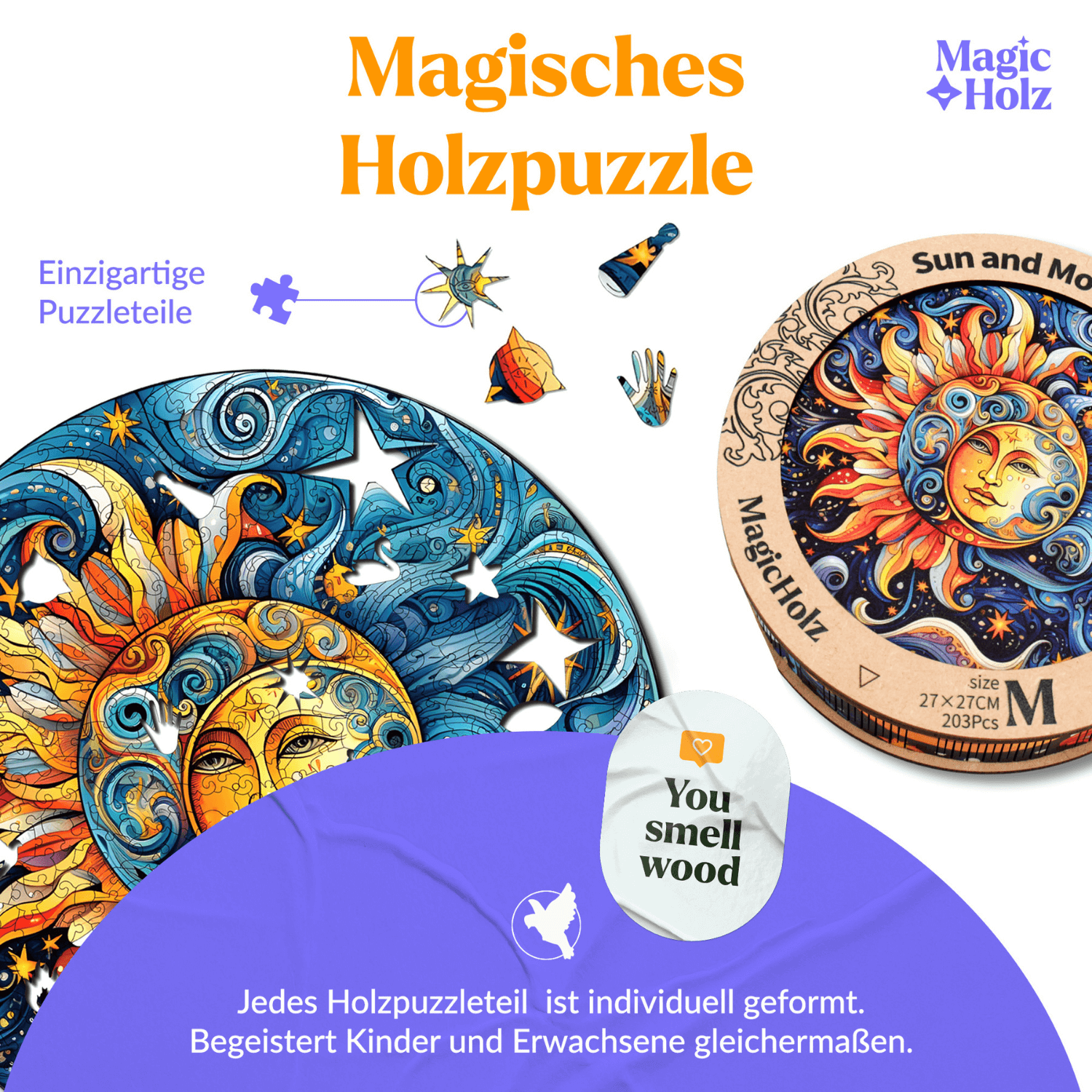 Sonne und Mond | Mandala-Holzpuzzle-MagicHolz--