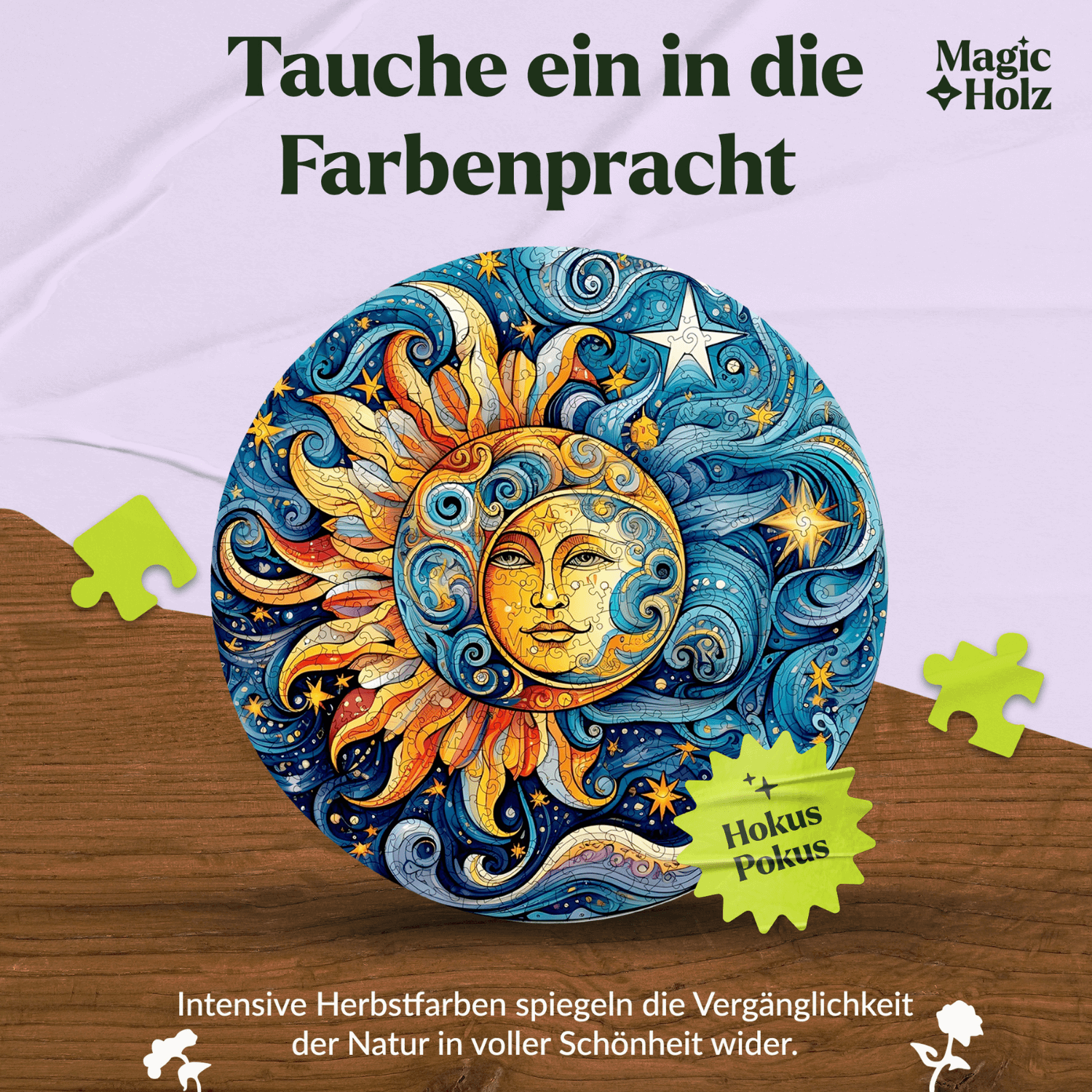 Sun and moon | Mandala wooden puzzle-MagicHolz--