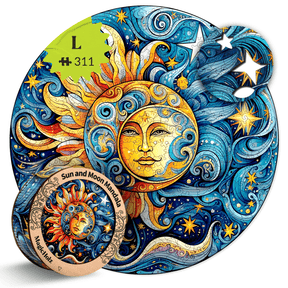 MagicHolzZon en maan | Mandala houten puzzel- -SunMoonL-0098925395486
