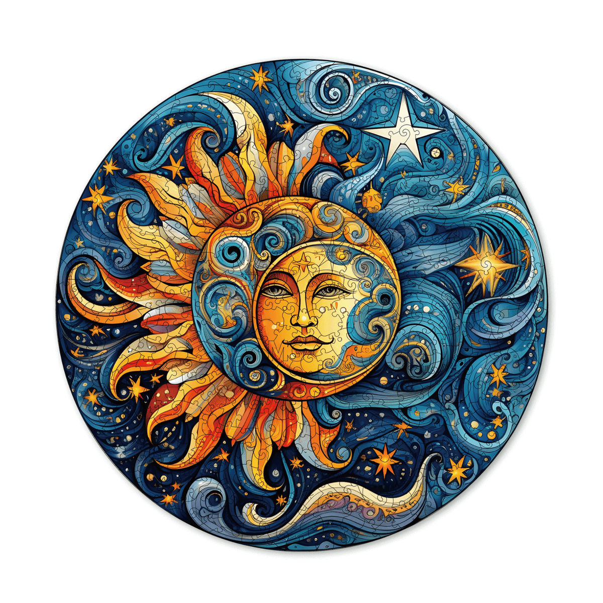 Zon en maan | Mandala houten puzzel -MagicHolz--