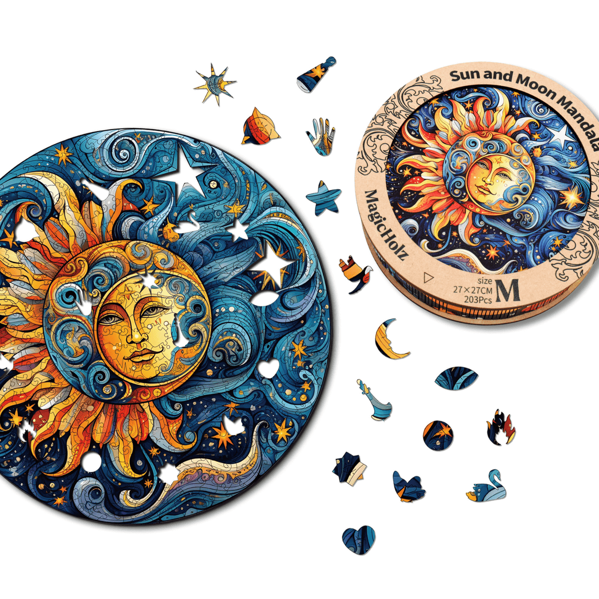 Sonne und Mond | Mandala-Holzpuzzle-MagicHolz--