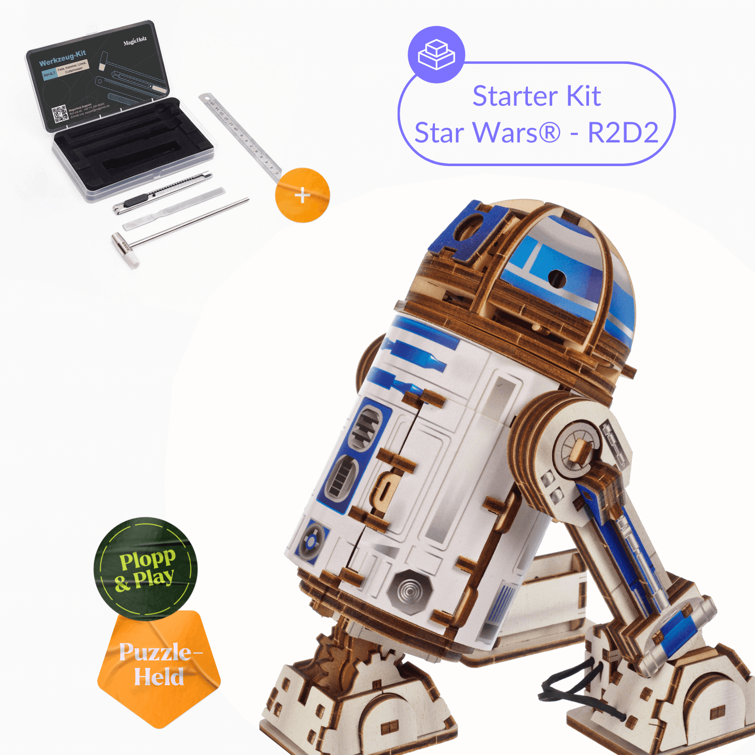Star Wars® - R2D2 Mechanisches Holzpuzzle Ugears Starter Kit | R2D2 +Werkzeug Set
