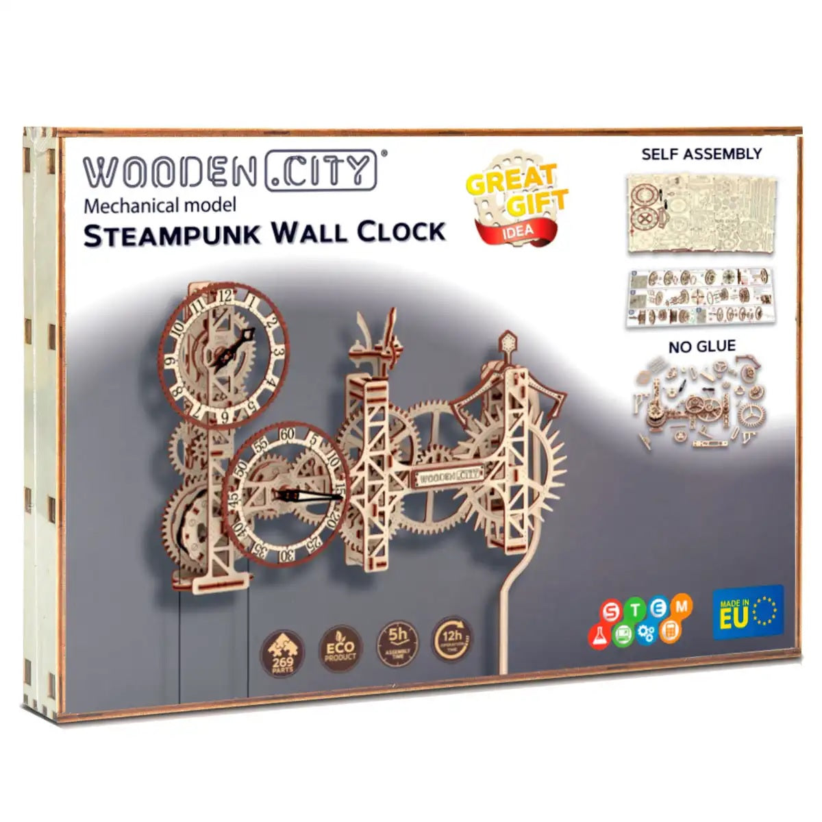 Steampunk Wall Clock | Wall Clock Mechanical Wooden Puzzle WoodenCity--