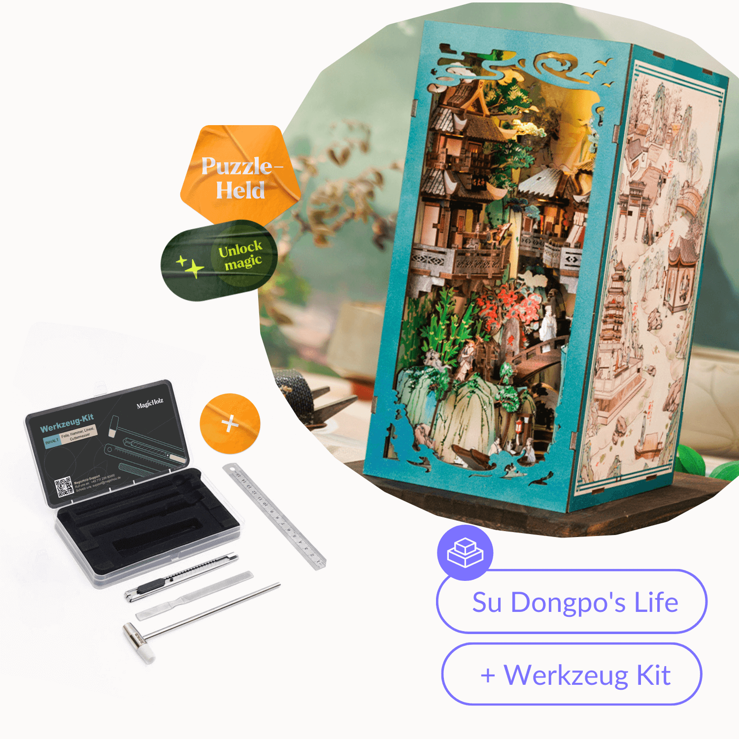 Su Dongpo's Life | Book Nook Diorama Cutebee Starter Kit | Book Nook + Werkzeug
