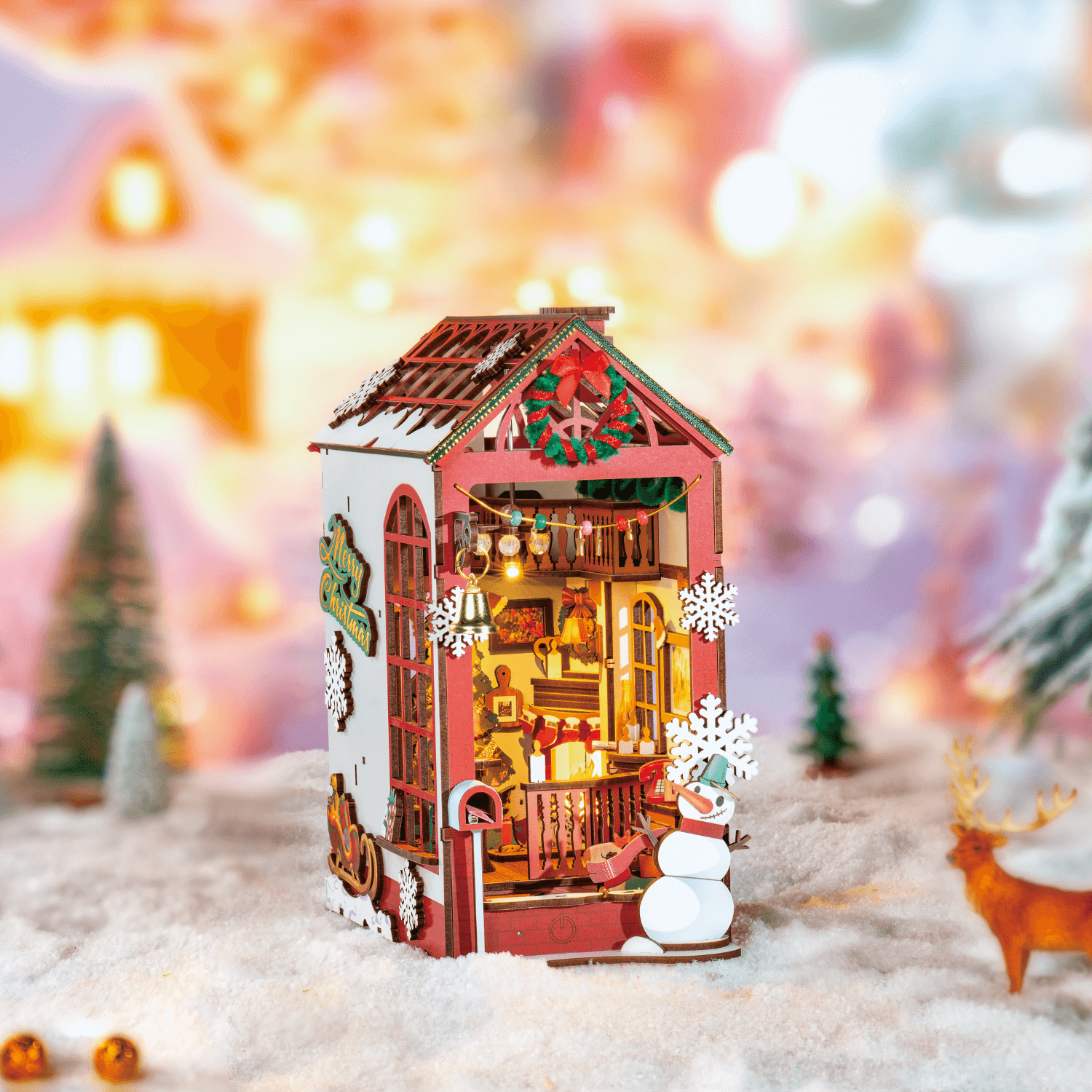 Christmas Indoor Scene Diorama Robotime Christmas Indoor | Book Nook