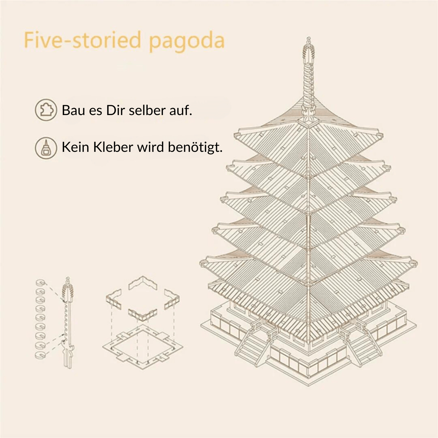 Pagode met vijf verdiepingen-Mechanische houten puzzel-Robotime...