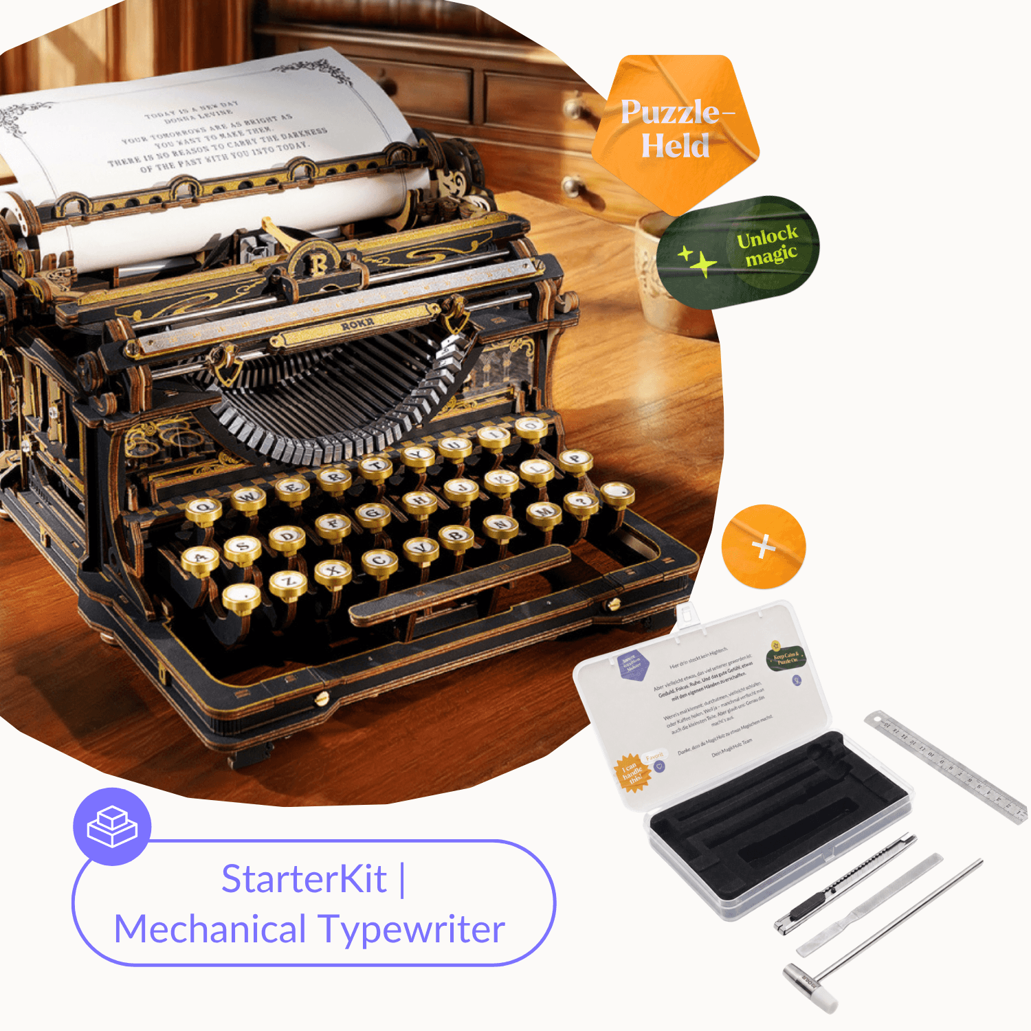 Mechanical Typewriter | Mechanical Typewriter Kit Robotime Starter Kit | Typewriter + Tool Set