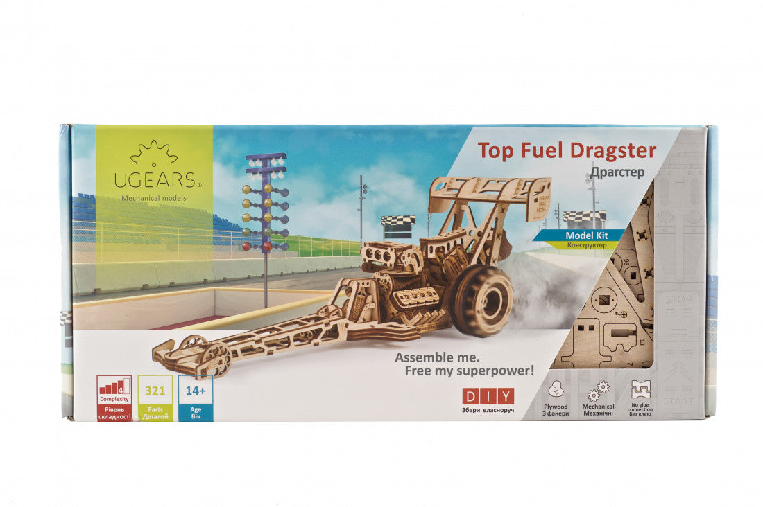 Dragster - Rennwagen-Mechanisches Holzpuzzle-Ugears--