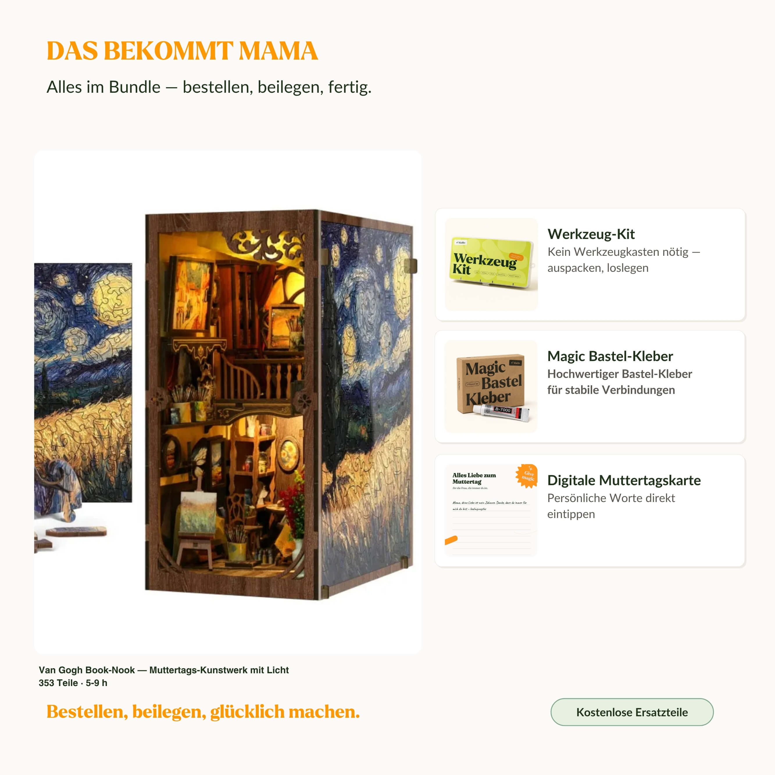 Van Gogh Book-Nook — Création artistique pour la fête des Mères avec lumière Book Nook MagicHolz