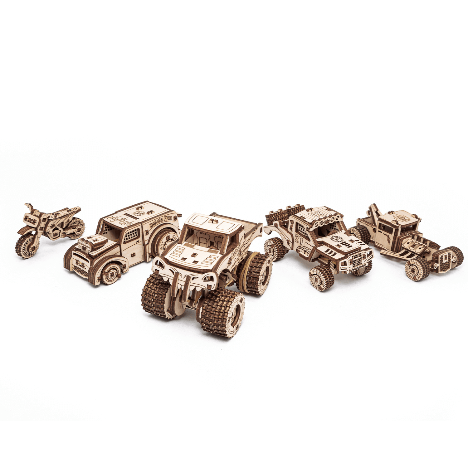 Action Vehicle Set-Mechanical Wooden Puzzle-Eco-Wood-Art--