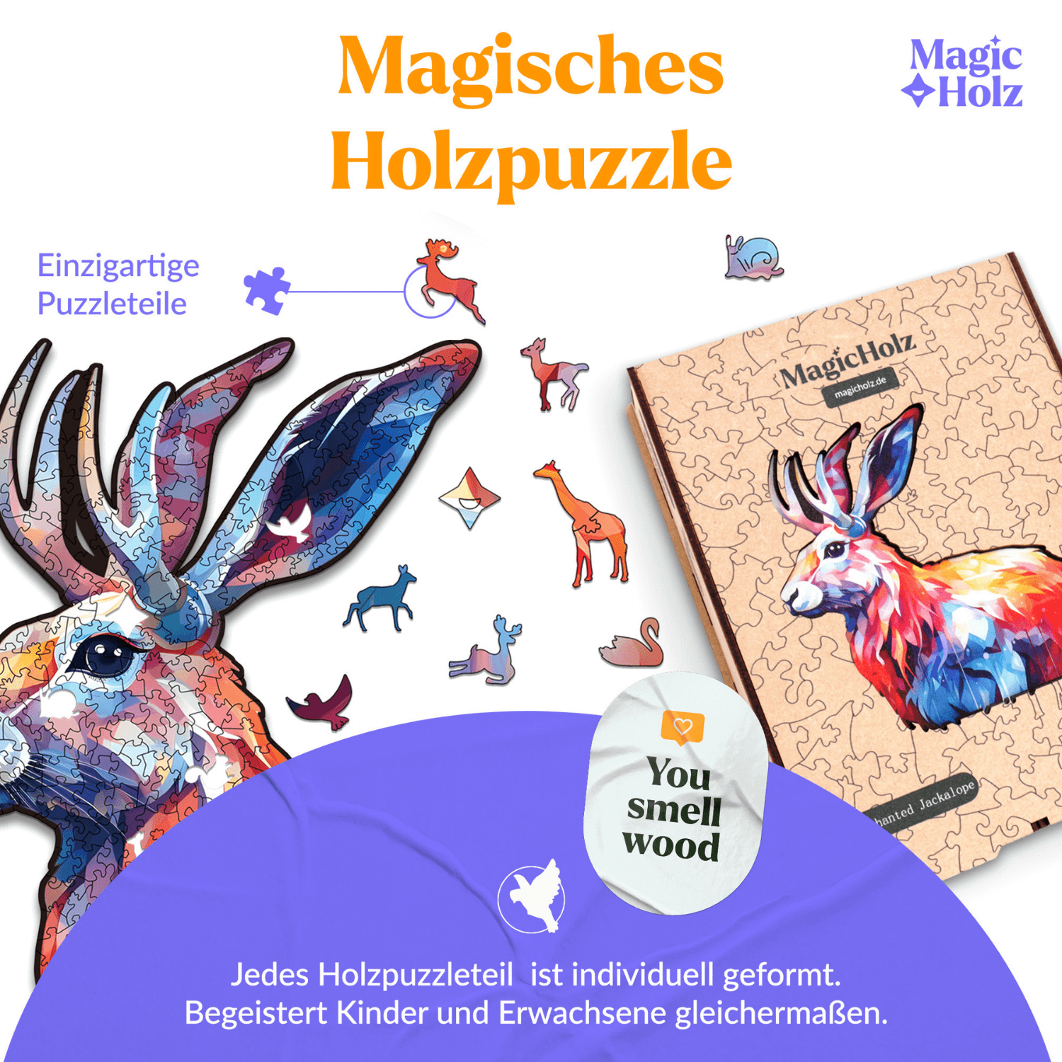 Enchanted Jakalope | Hare wooden puzzle-MagicHolz--