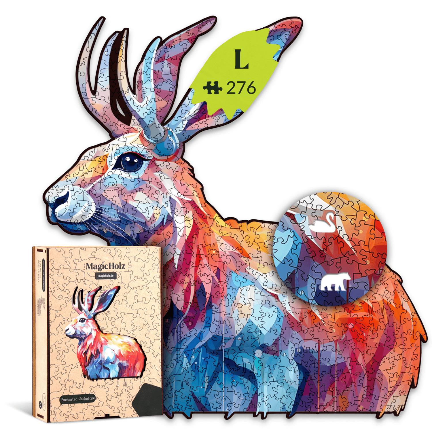 Enchanted Jackalope | Hare wooden puzzle-MagicHolz-JackalopeL-98925395813