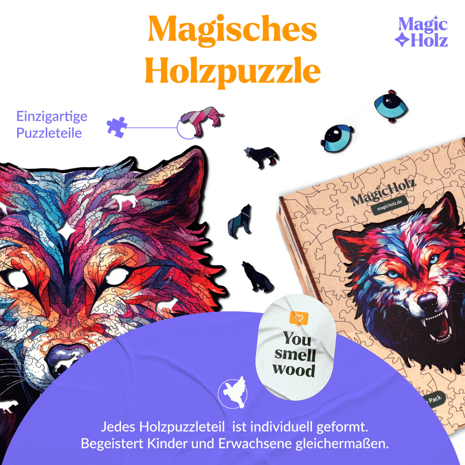 Wächter des Rudels | Wolf-Holzpuzzle-MagicHolz--