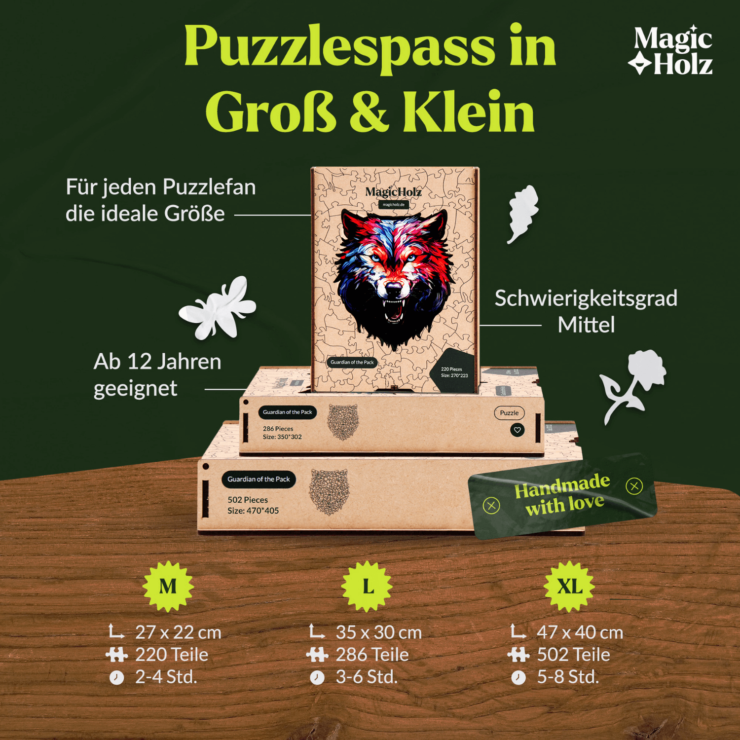 Wächter des Rudels | Wolf-Holzpuzzle-MagicHolz--