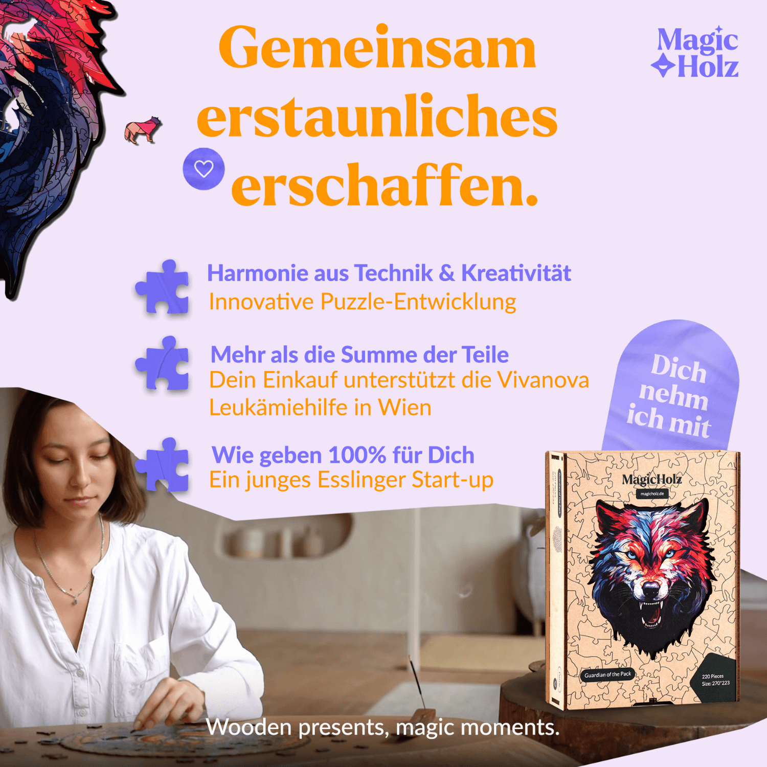 Wächter des Rudels | Wolf-Holzpuzzle-MagicHolz--