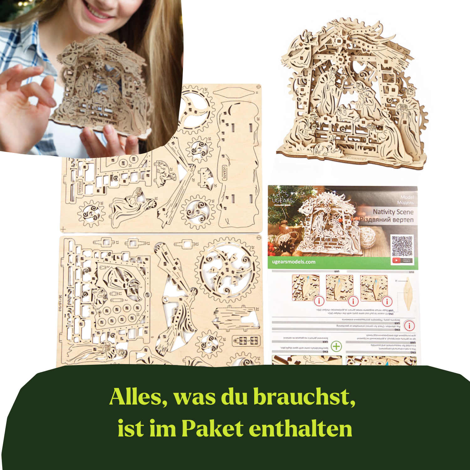 Weihnachtskrippe l DIY-Mechanisches Holzpuzzle-Ugears--