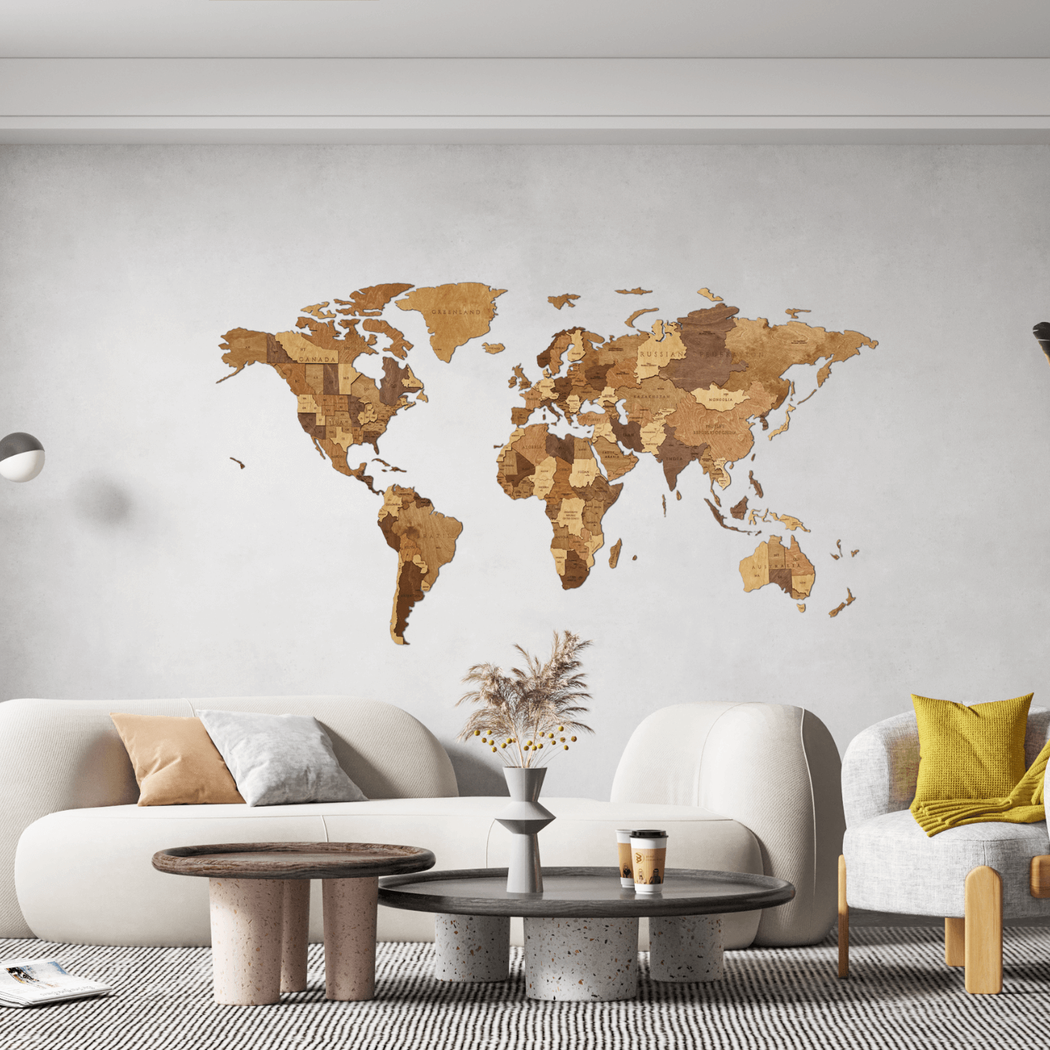 Carte du monde en bois en kit  World Map Puzzle mural en bois