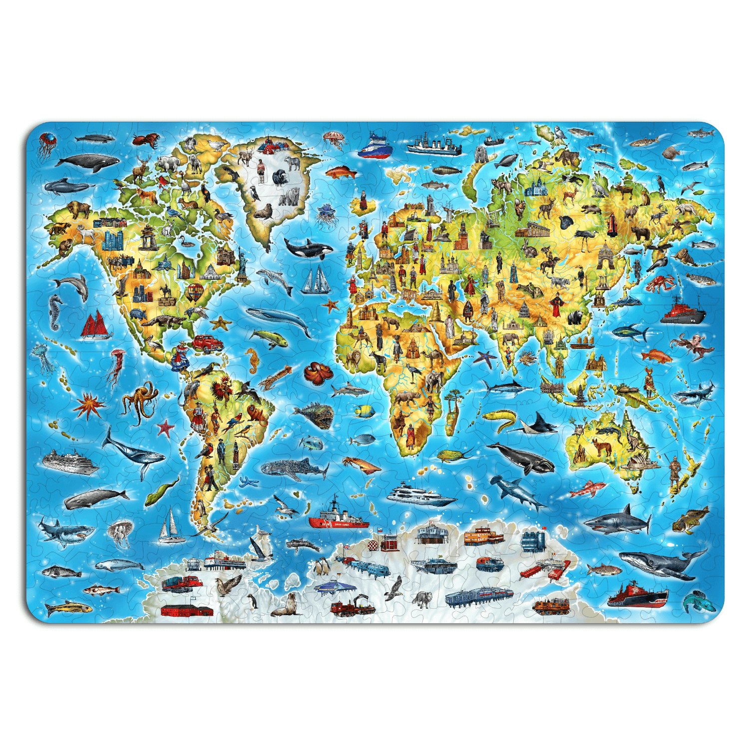 Puzzle de la carte du monde en bois-Eco-Wood-Art--