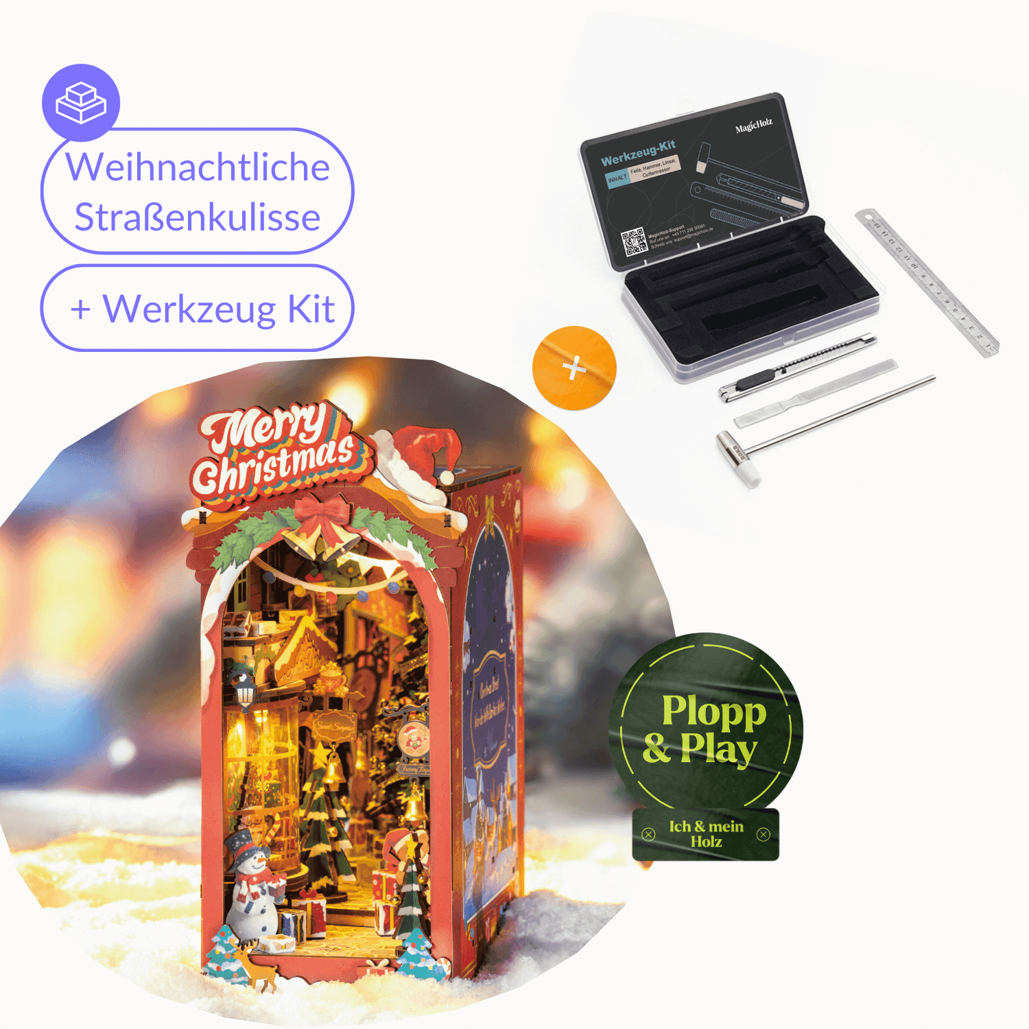Christmas street scene 🎄 Diorama Robotime Starter Kit | Book Nook + Tools