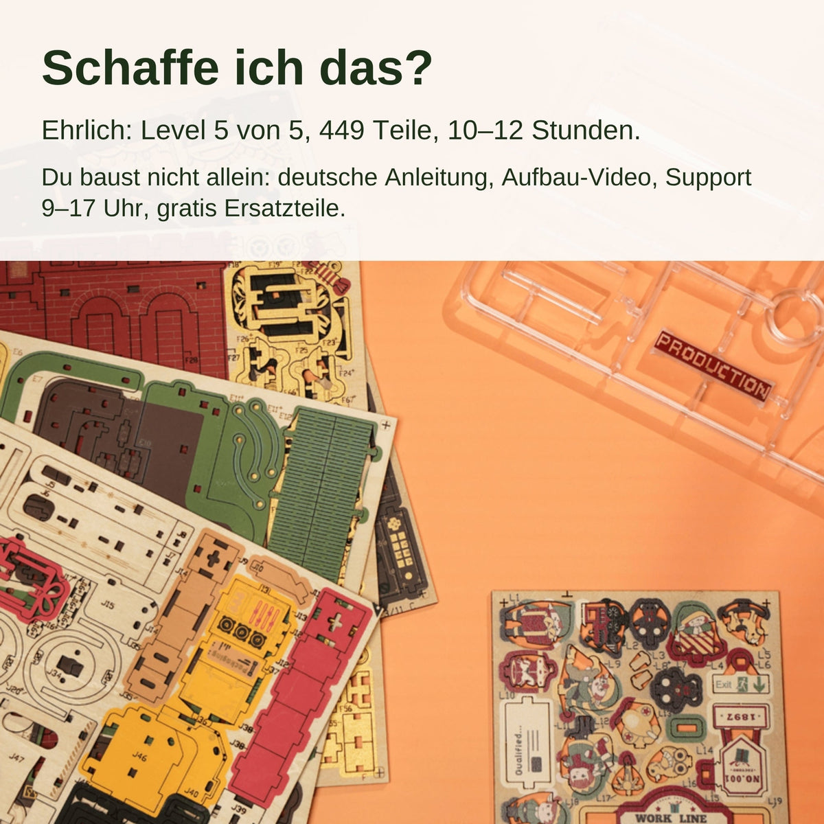 Dream Gift Factory Starter Kit – 3D-Holzbausatz mit Licht & Musik, inkl. Werkzeug-Set Mechanischer Bausatz Robotime
