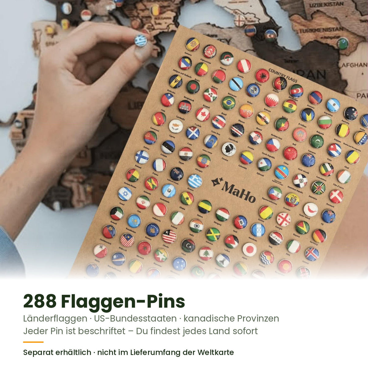 288 Flaggen-Pins für die Holz Weltkarte, separat erhältlich