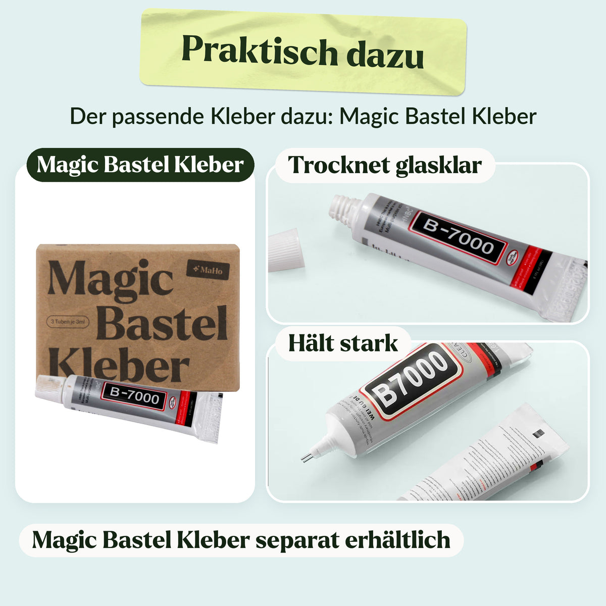 Colle de bricolage Magic, 3 tubes, sèche en devenant transparente et offre une excellente tenue, la colle idéale pour « Maquettes en bois  » (vendue séparément)