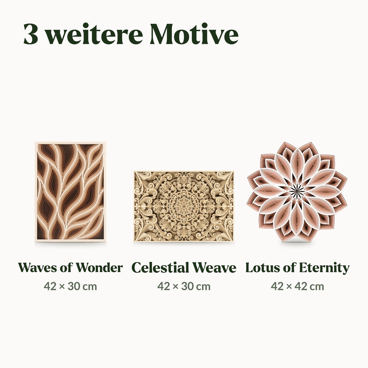 Magic Wall Art | 3D Wall Murals, Waves of Wonder, Celestial Weave, and Lotus of Eternity—to scale with dimensions