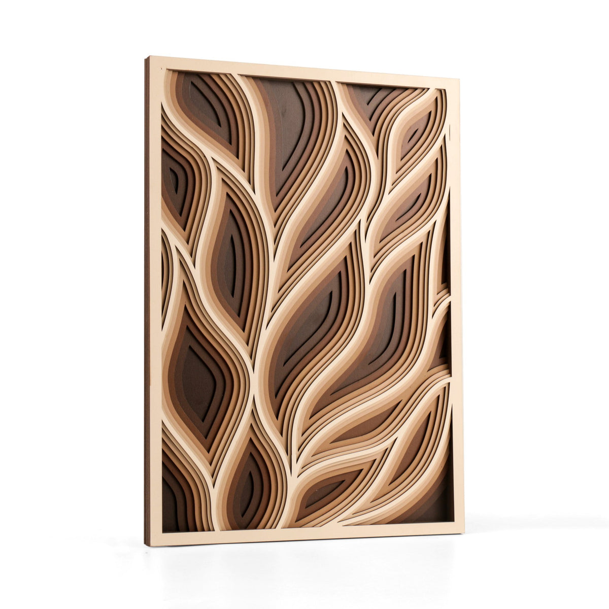 Magic Wall Art | 3D Wall Art, "Waves of Wonder" design viewed at an angle from the front on a light background, 7 layers