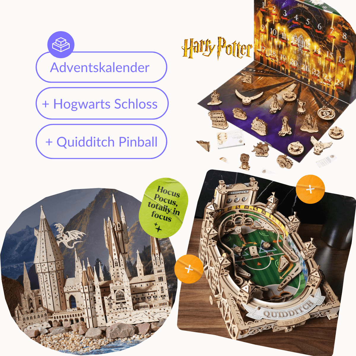 Harry Potter™ Adventskalender 3D Puzzel Ugears BundelAdventKasteelPinball-