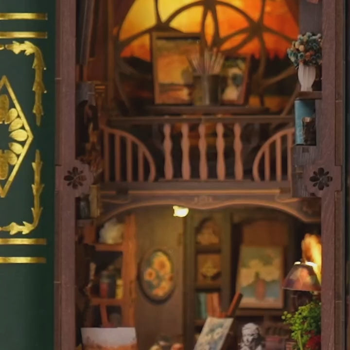 Van Gogh Book Nook | La Nuit étoilée de Saint-Rémy, vidéo : poser le mur latéral du puzzle et monter l'atelier