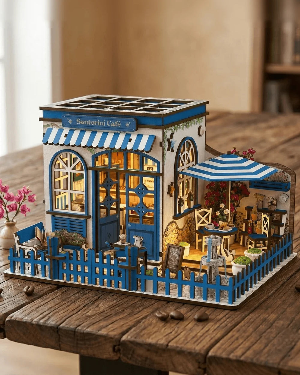 Santorini Café miniatuurhuisje met verlichting