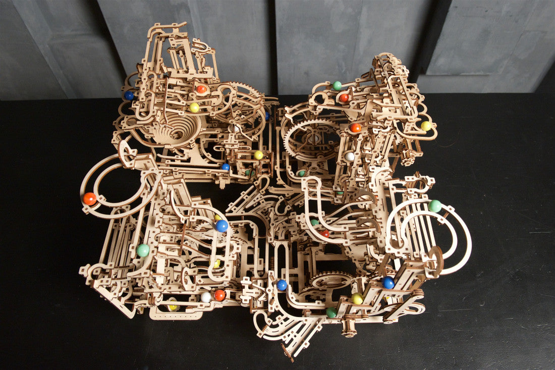 Step Railway + Step Winch Mechanical Wooden Puzzle Ugears--