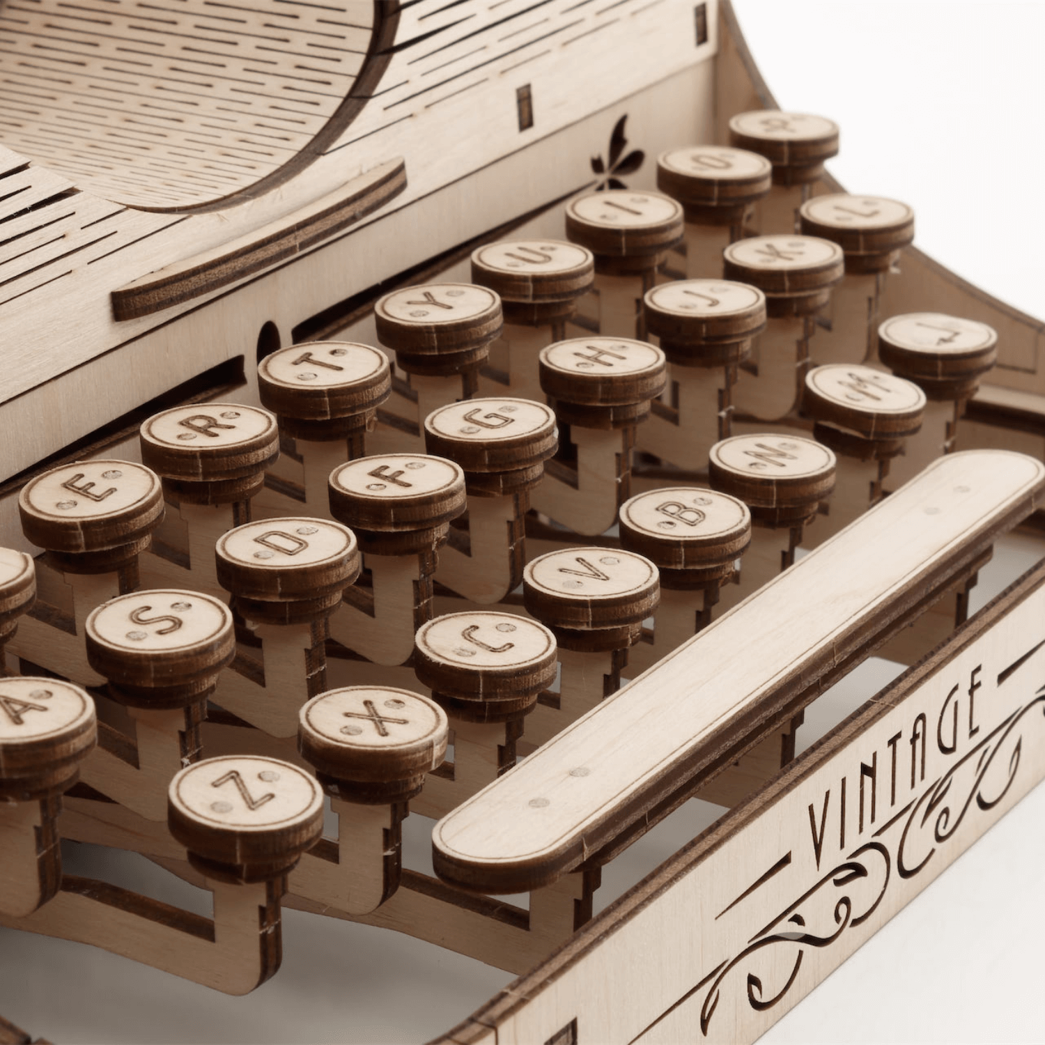 Typewriter-Mechanical Wooden Puzzle-Eco-Wood-Art--