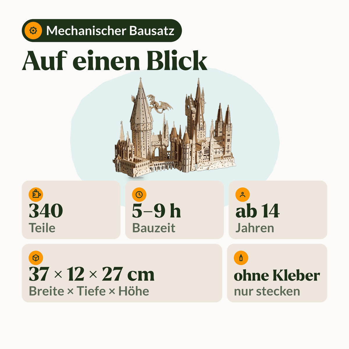 Le château de Poudlard – Harry Potter, en bref : 340 pièces, 5 à 9 heures de montage, à partir de 14 ans, sans colle