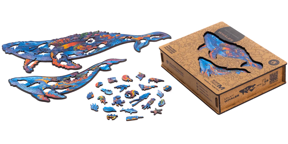 Dwergvinvissen 2 in 1 houten puzzel.
