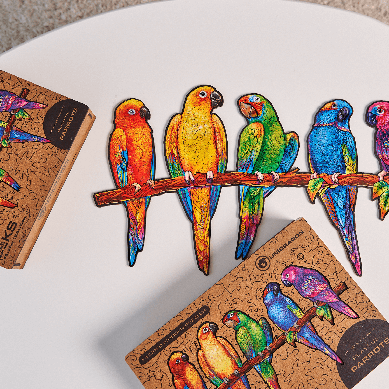 Playful parrots wooden puzzle Unidragon--