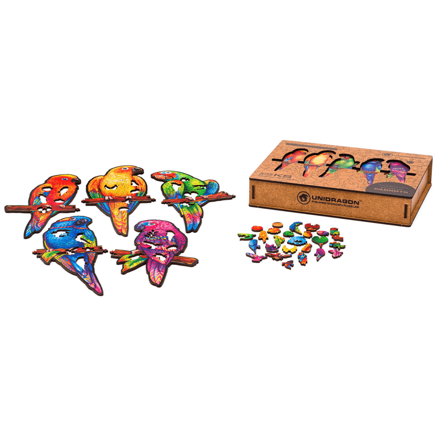 Playful parrots wooden puzzle Unidragon--