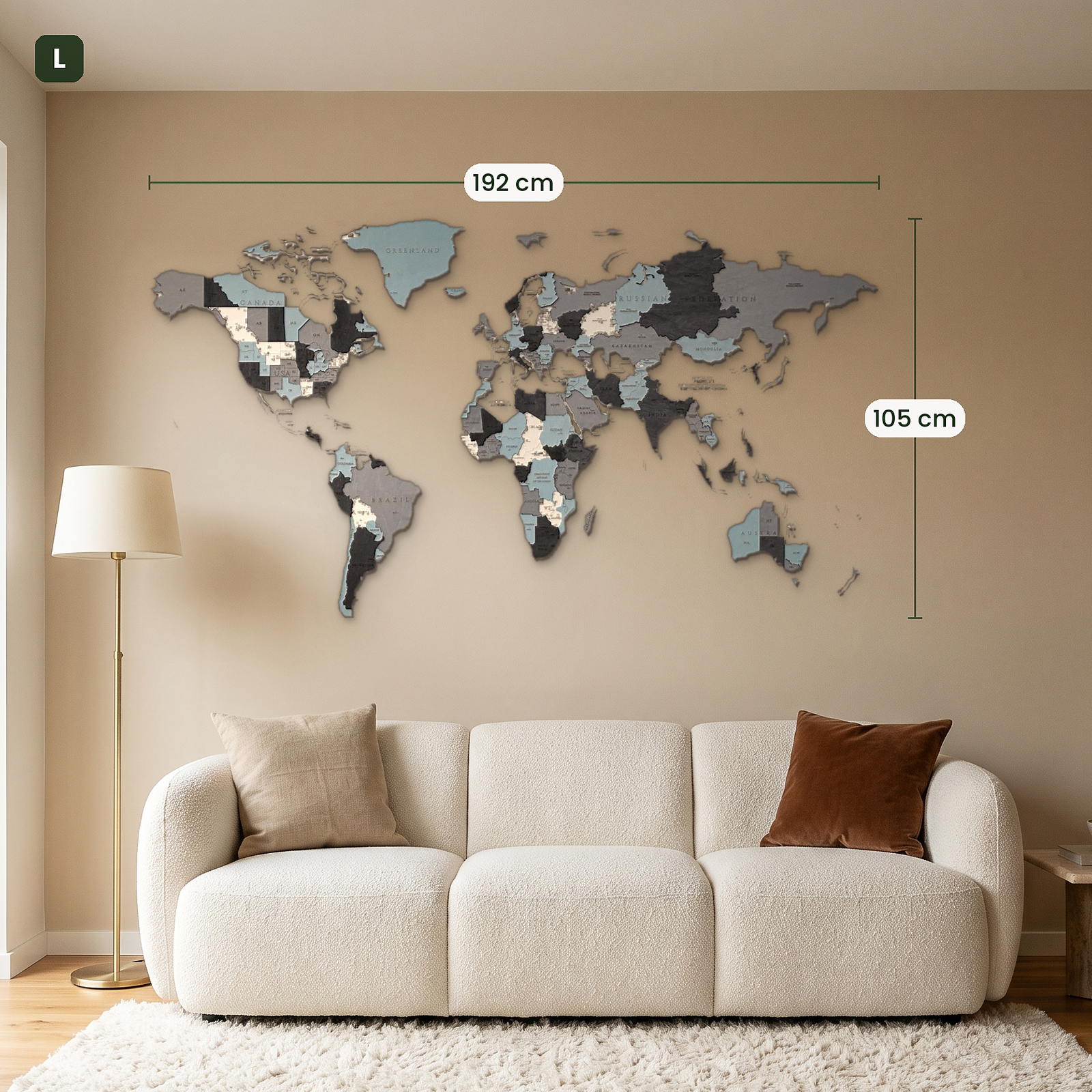 Multicolored wooden world maps