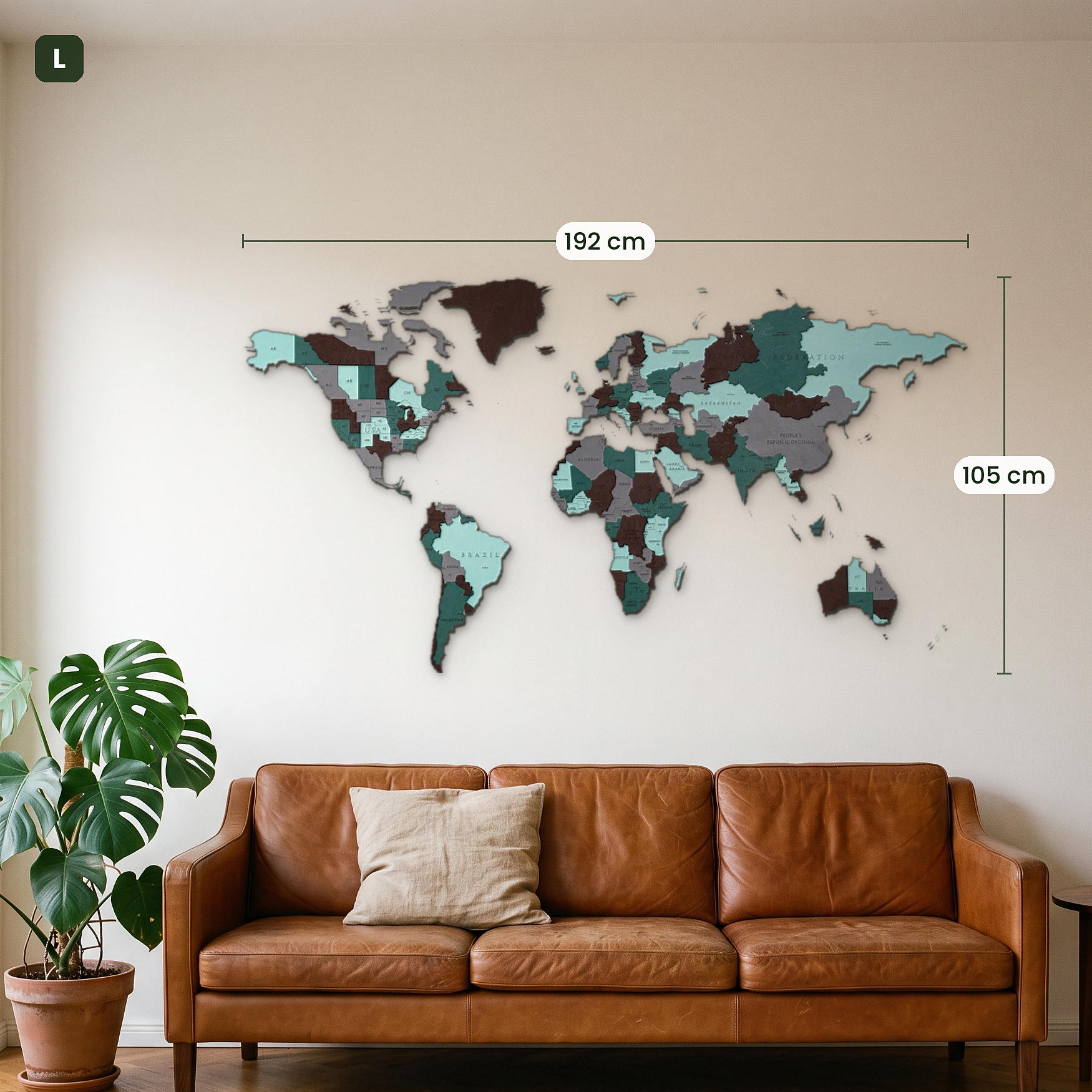Multicolored wooden world maps