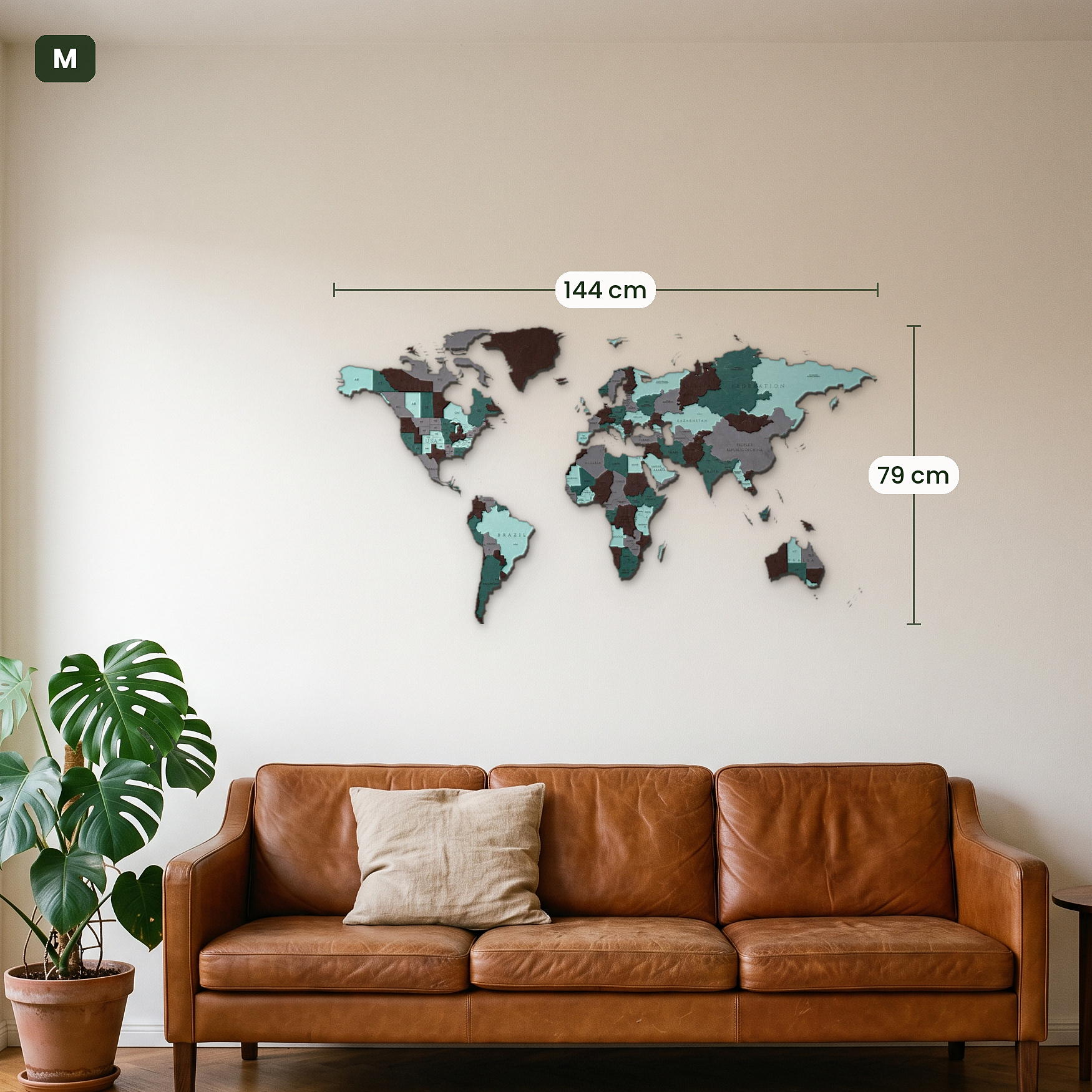 Multicolored wooden world maps