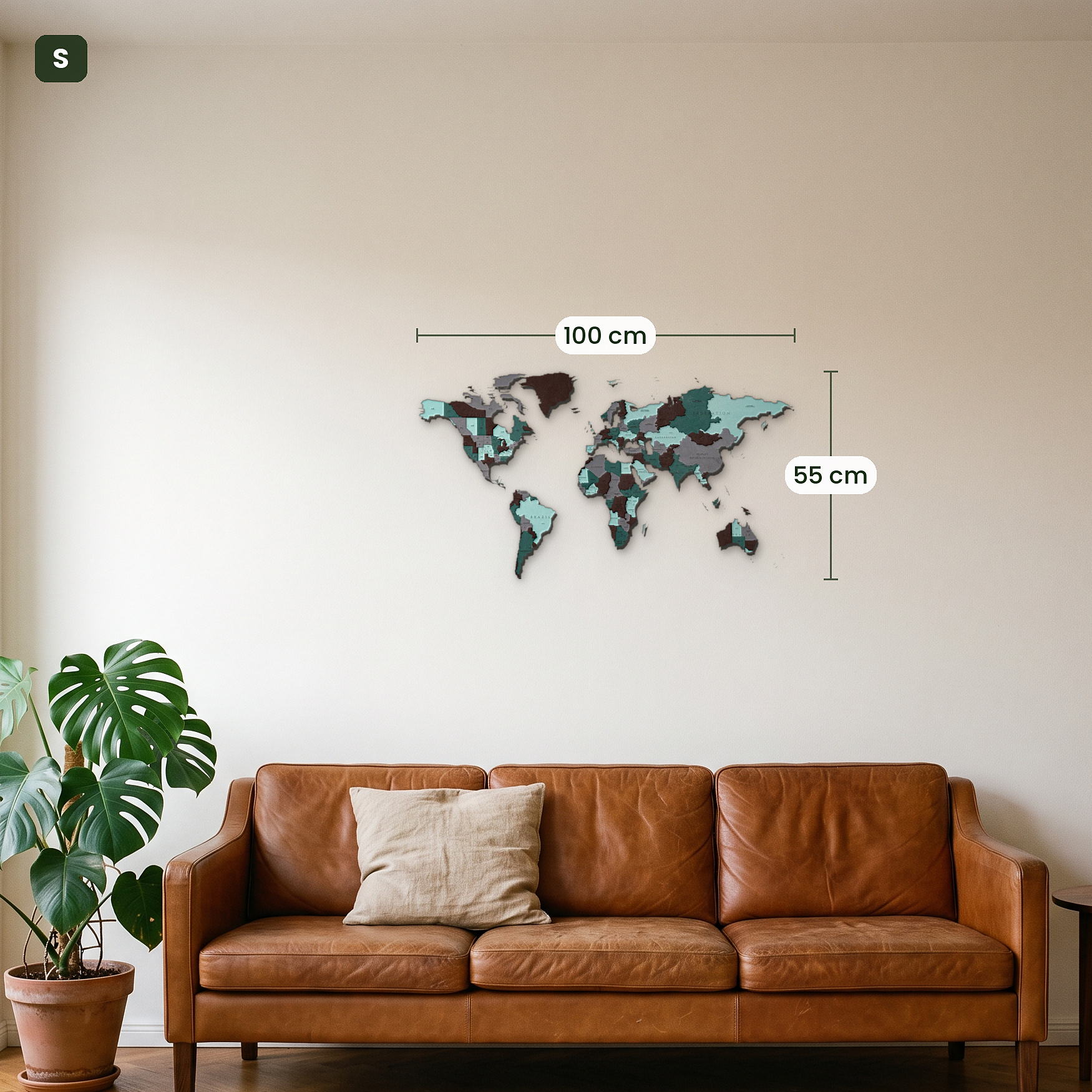 Multicolored wooden world maps