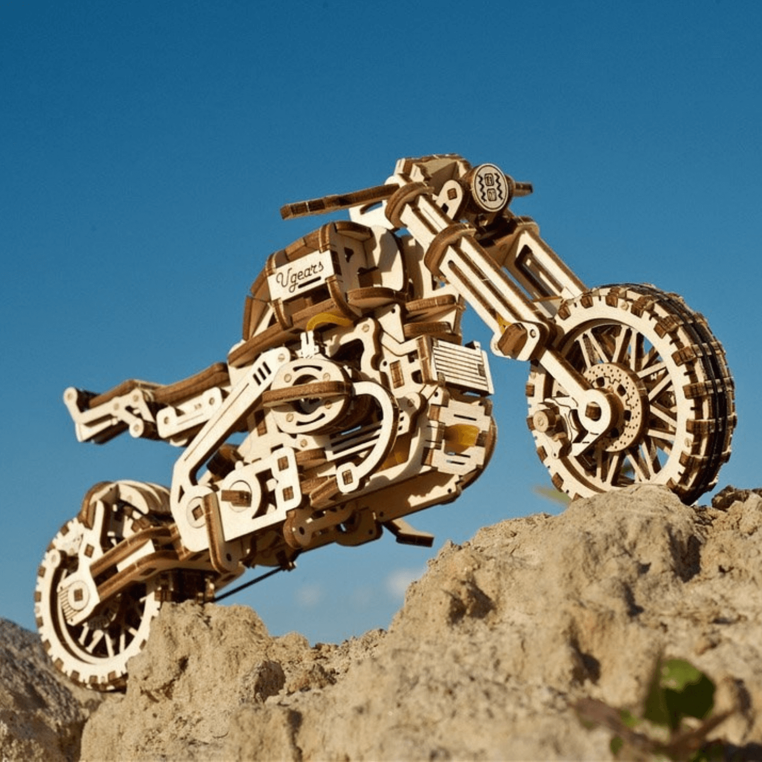 Motorrad Scrambler UGR-10-Mechanisches Holzpuzzle-Ugears--