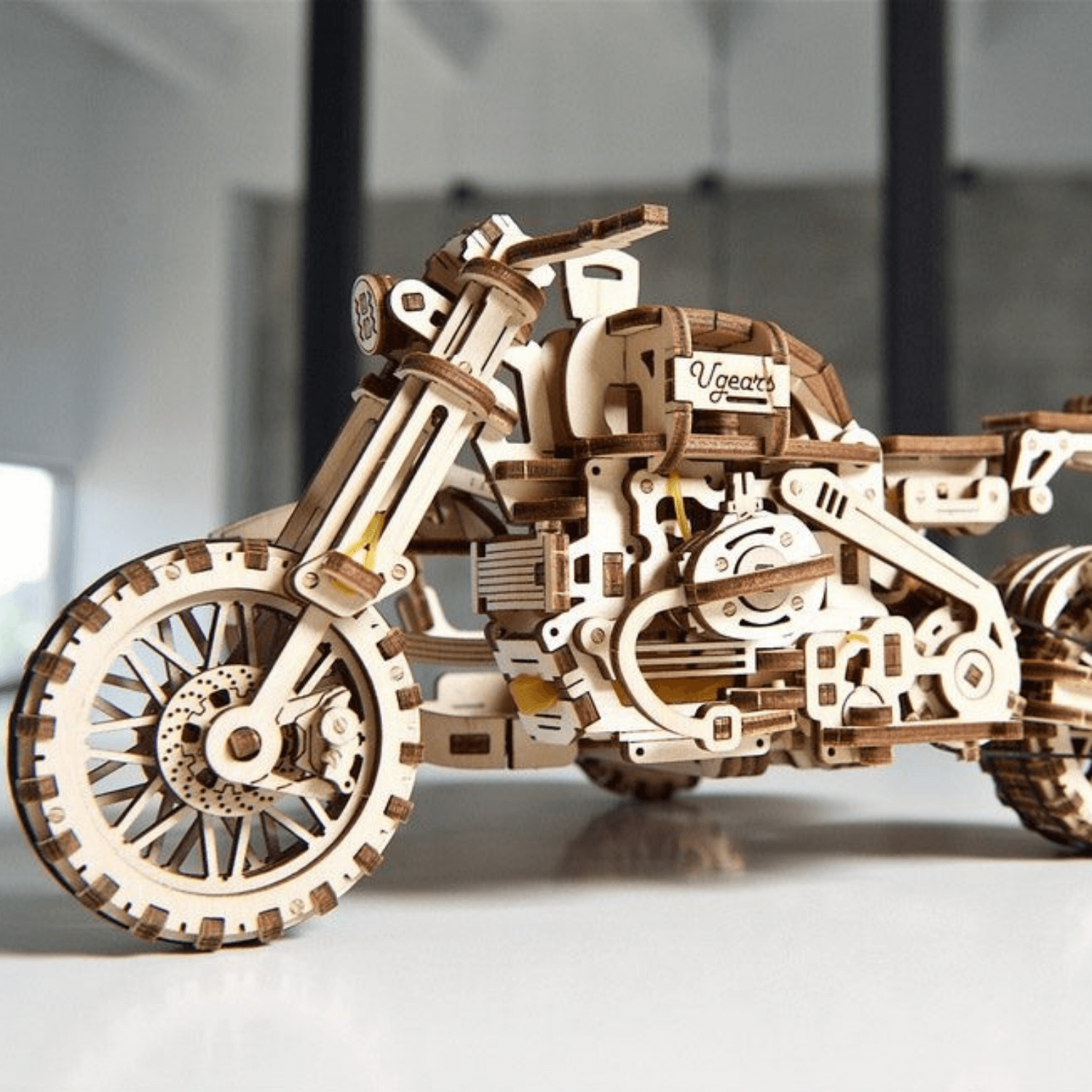 Motorfiets Scrambler UGR-10-Mechanische houten puzzel - Versnellingen...
