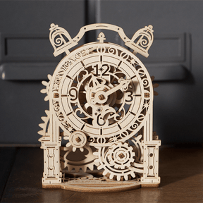 Vintage wekker mechanisch houten puzzel Ugears--