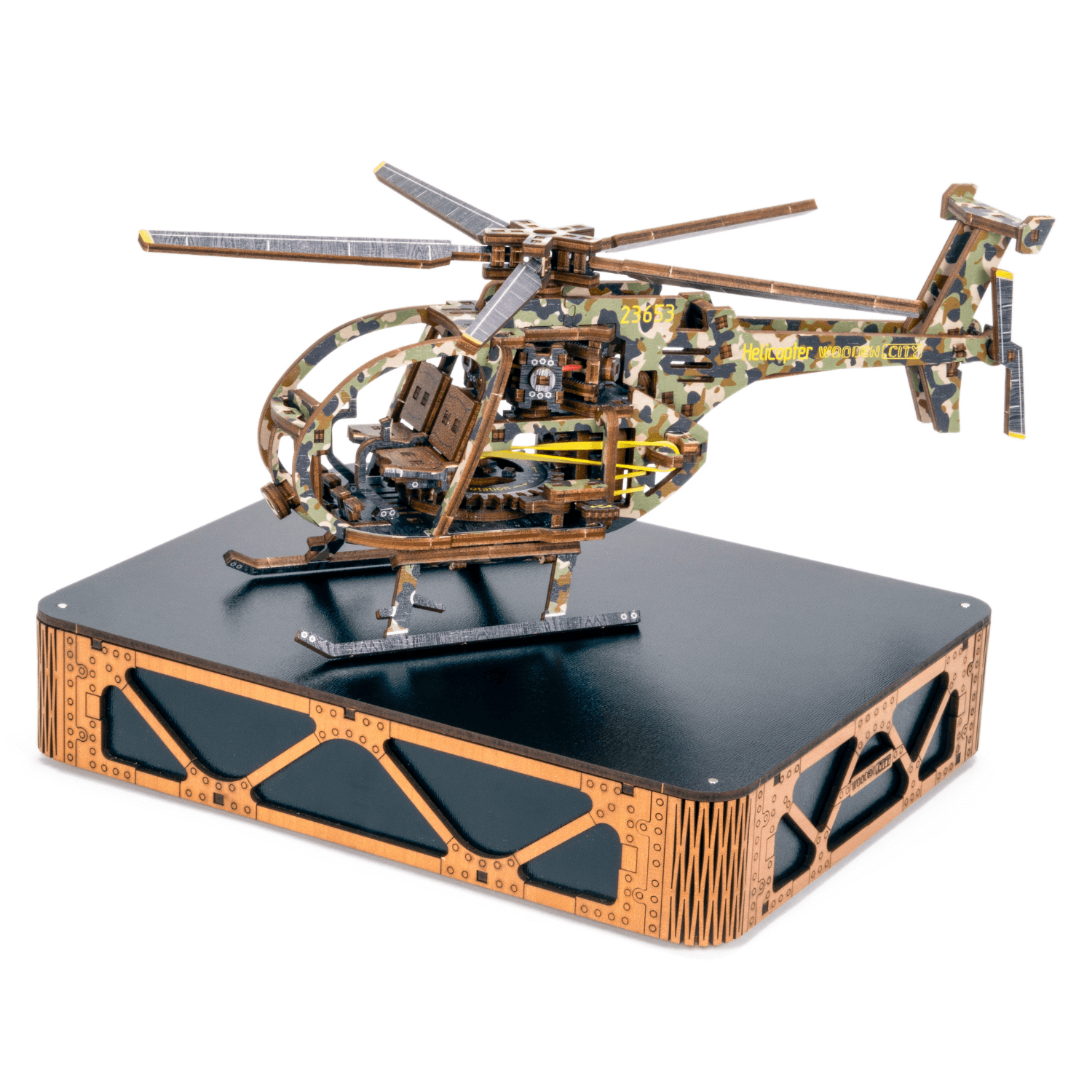 Hélicoptère | Édition limitée-Puzzle mécanique en bois-WoodenCity--
