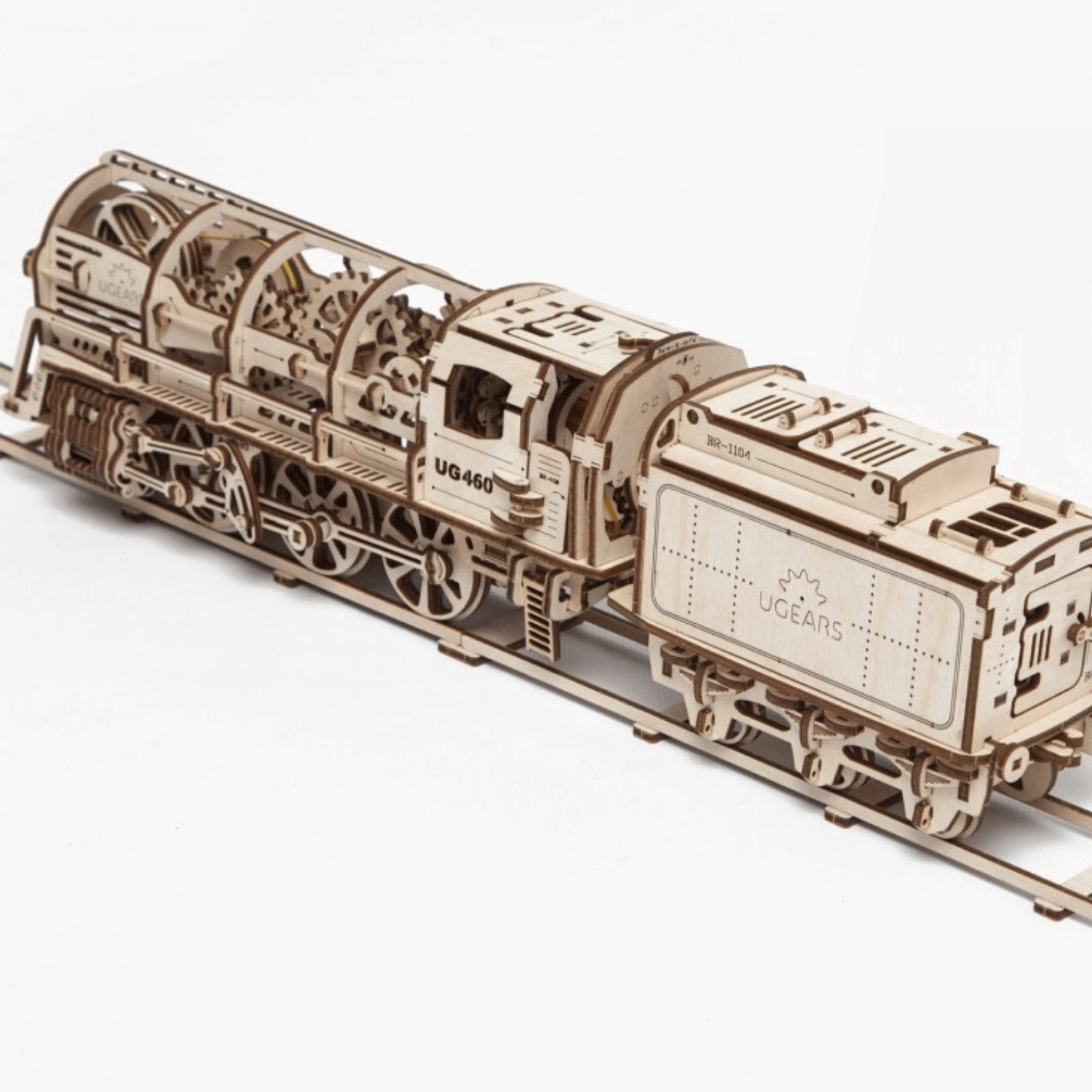 Dampflokomotive mit Tender-Mechanisches Holzpuzzle-Ugears--