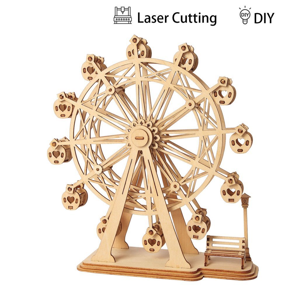 Acheter Puzzle 3D en bois, grande roue rotative à Led, boîte à