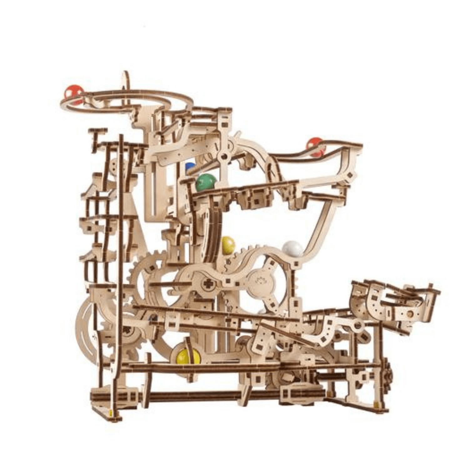 Piste à billes avec treuil à étages-Puzzle mécanique en bois-Ugears--